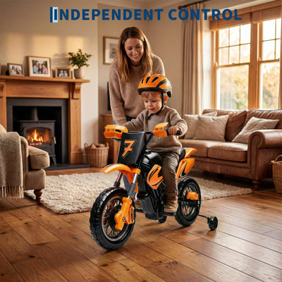 Garvee Safe 6V Electric Ride-On Motorcycle for Kids - Realistic Battery-Powered Toy Bike - Training Wheels, Lights & Sounds - Ideal for Boys & Girls - Orange
