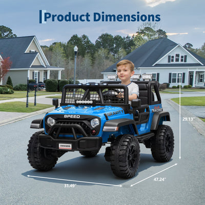 Garvee Ride - P Series: 2 Seater Ride On Car for Kids, 24V Electric Truck with Parent Remote Control, Spring Suspension, 2 Speeds, LED Headlight & Music Player, Kids Electric Vehicle for Aged 3-8 Years