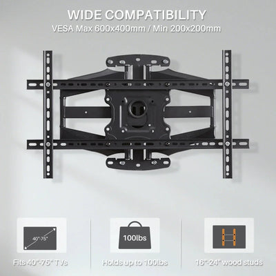 Sylvox S100MCMA0 Outdoor TV Full Motion Wall Mount for 32 to 75 Inch TVs