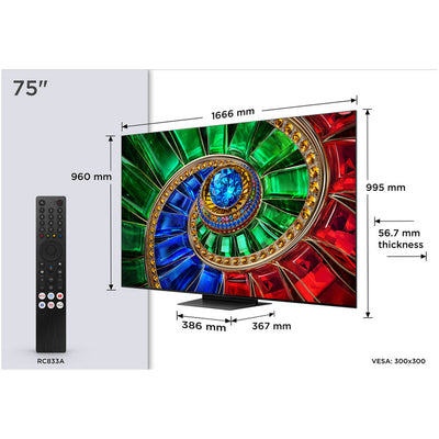 TCL 75RM7L-UK 75 Inch RM7L 4K Ultra HD HDR RGB MINI LED Smart Google TV 2026
