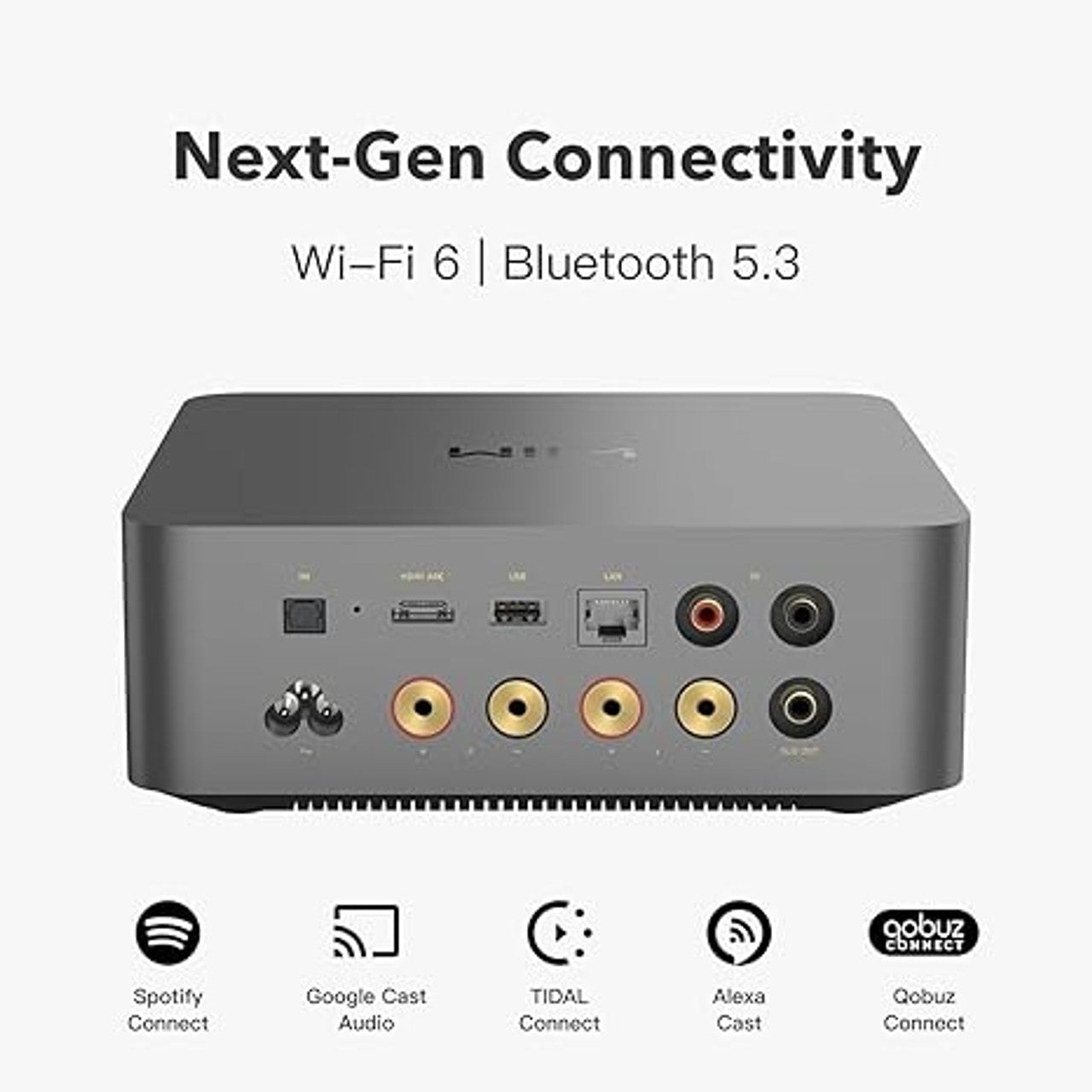 WiiM Amp Ultra Streaming Amplifier Grey with Monitor Audio Bronze 50 7G Bookshelf Speakers Black Pair